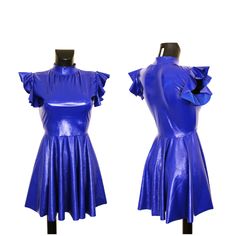 📌✂Please contact me if you would like a custom made dress for your size with your measurements for an extra charge of £12.00. 💋Hand Made with Love💋 Item Specifics: Style: Bodycon Dress Colour: Royal Blue Fabric: PVC Material: Faux Vegan Leather Fabric Stretch: Pvc Stretch Pattern: Plain Size: XS(6) S(8) M(10) L(12) XL(14) XXL(16) Neckline: Polo Neck Silhouette: Bodycon Skater Dress Length: Knee Length Sleeve Length: Short Flutter Sleeve Occasion: Party, Evening Wear, Special Occasion Design F Blue Fitted Dress For Costume Party, Fitted Blue Dress For Costume Party, Blue Fitted Mini Dress With Ruffles, Fitted Short Sleeve Mini Dress For Costume Party, Fitted Blue Mini Dress For Costume Party, Style Bodycon Dress, Royal Blue Fabric, Dress Colour, Light Blue Dresses