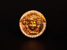 18K Gold Paved Medusa Ring from All4Gold.com Medusa Ring, Men's Rings, 18k Gold, Ring, Gold