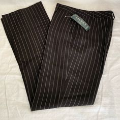 Rl Dress Pants Black With White Stripes Inseam: 31” Zip Fly, Pockets 52% Linen, 48% Wool Dress Pants Black, Ralph Lauren Pants, Pants Black, Dress Pants, Black Pants, White Stripe, Pant Jumpsuit, Pants For Women, Size 4