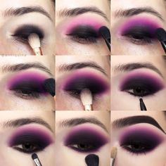 Maquillage Goth, Goth Makeup Tutorial, Goth Eye Makeup, Purple Eye Makeup, Fest Outfits, Makeup Tutorial Eyeshadow, Smink Inspiration