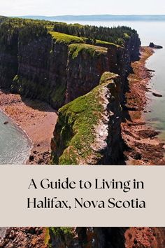 the cover of a guide to living in halifax, novascootaa with text overlay