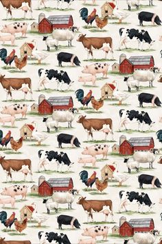 an image of cows and chickens on a farm