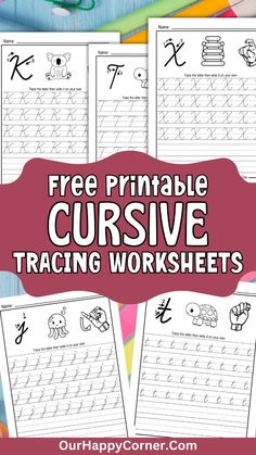 the printable cursive worksheets for kids to practice their handwriting skills