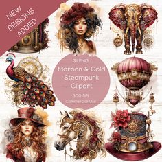 the steampunk clipart collection is now available for use in your design project