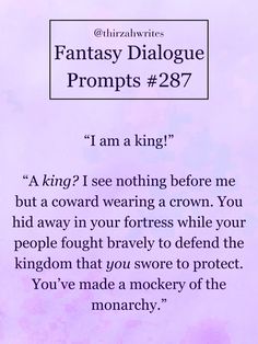 a poem written in purple with the words fantasy dialogue propps 28