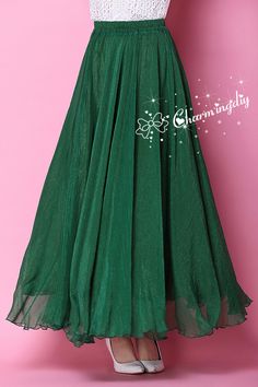 13 Colors Chiffon Emerald Green Long Party Skirt by CHARMINGDIY Bridesmaid Maxi Skirt, Beach Bridesmaid, Beach Bridesmaids, Beach Holiday Dresses, Sundress Summer, Holiday Beach, Party Skirt, Evening Wedding, Green Skirt