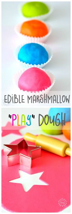 edible marshmallow play dough recipe for kids to make with their own hands and feet