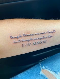 a person with a tattoo on their arm that says, together there are two things but everyone makes it 11 - 17 mmx1