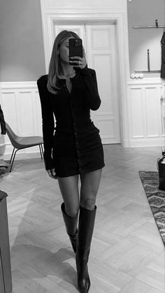 Black Long Boots Outfit, Black High Heels Outfit, Long Boots Outfit, Black Dress Boots, Chic Fall Outfits, Event Outfit, Autumn Street Style, Fashion Mistakes, Outfit Inspo Fall