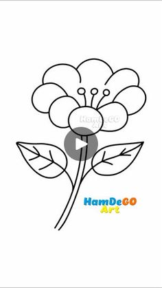 a drawing of a flower with the words hand - doo art written on it's side