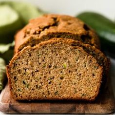 slices of zucchini bread on a cutting board