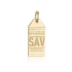 a gold luggage tag with the words newark and newark airport on it's side