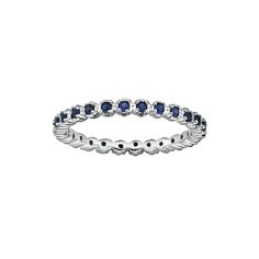 Rhodium-plated sterling silver construction emits a radiant shine. Details: 2-mm width Rhodium-plated sterling silver Size: 8. Gender: female. Age Group: adult. Stones Rings, Sapphire Stones, Silver Lab, Sterling Silver Stacking Rings, Stack Ring, Stacked Stone, Sapphire Stone, Blue Gender, Stackable Rings