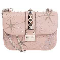 100% authentic Valentino Glam Lock Small chain shoulder bag in poudre smooth calfskin embellished with beads and crystals featuring silver-tone hardware. Opens with a tuck catch closure with engraved logo. Lined in poudre suede with one zip pocket against the back and one open pocket against the front. Has been carried and some beads and crystals are missing. (Please check carfully the pictures.) Overall in very good condition. Measurements Height 16cm (6.2in) Width 20cm (7.8in) Depth 5cm (2in) Chanel Black Flats, Purse Aesthetic, Valentino Pink, Expensive Bag, Coco Handle, Valentino Handbags, Chanel Brand, Vintage Crossbody Bag, Valentino Rockstud