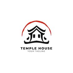 Asian temple house logo design | Premium Vector #Freepik #vector #logo Ancient Logo, Jp Logo, Resturant Logo, Asian Temple, House Symbol, Gate Logo, Temple House, Camera Logos Design