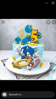 a sonic the hedgehog themed birthday cake