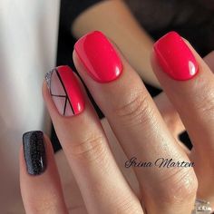 Red Nails Summer 2023, Black And Red Nail Designs, Red Nail Ideas, Summer Gel Nails, Gel Nail Art Designs, Nude Nail Designs, Red Nail Designs