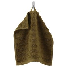 a brown towel hanging on a hook