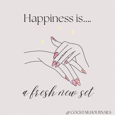 Cocktail Hour Nails on Instagram: "Happiness is a fresh new set 💅💅💅 Book yours starting at $60 now! DM to book! 🤍Booking system pending 🤍 #torontonailtech #toronto #nails #torontonails #liberty village #nailart" Nail Openings Available, Nail Post Ideas, Nail Tech Posts, Nails Post Instagram, Nail Posts Instagram, Nails Quotes For Instagram, Nail Tech Instagram Posts, Nail Instagram Post