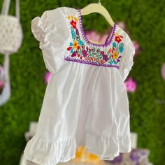 Cotton Ruffle Dress For Festivals, Cotton Ruffled Dress For Festivals, Cotton Festival Dress With Ruffles, Puebla Dress, Mexican Babies, Mexican Dress, Baby Crop Top, Cotton Poplin Fabric, Baby Bloomers