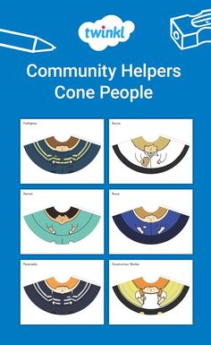 an advertisement for the community helpers'cone people, with images of different items