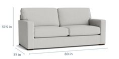 the standard sofa is shown with measurements for it