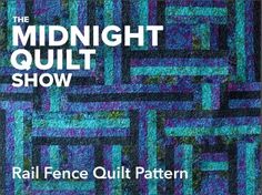 the midnight quilt show logo with blue and purple squares