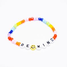 Be Kind Beaded Bracelet, Shop Sweet Lulu Multicolor Letter Print Round Bead Jewelry, Multicolor Round Beads Jewelry With Letter Print, Multicolor Letter Print Round Beads Jewelry, Trendy Multicolor Jewelry With Letter Print, Multicolor Name Bracelet With Letter Print For Friendship, Multicolor Letter Print Name Bracelet For Friendship, Trendy Multicolor Beaded Bracelets With Letter Print, Trendy Adjustable Letter Beaded Bracelets, Casual Multicolor Jewelry With Letter Print