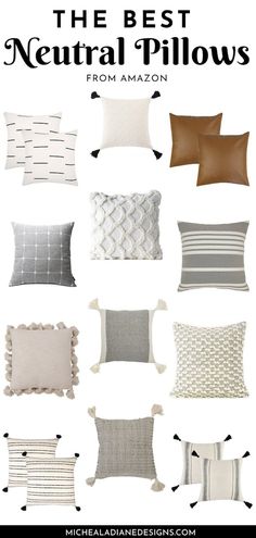 the best neutral pillows from amazon, which are also available in different colors and sizes