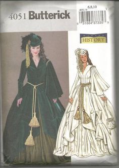 Scarlett O'hara Green Drapery Dress Gone With the Wind | Etsy Southern Belle Costume, Drapery Dress, Gown Sewing Pattern, Belle Costume, Patron Vintage, Women's Sewing Pattern