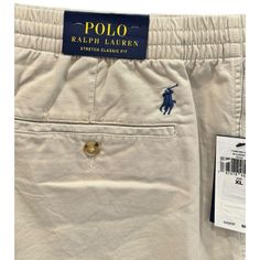 New With Tag $89.50 Mens Size Xl Polo Ralph Lauren Designer Brand Prepster Shorts 5 Inch Inseam Elastic Waist Band With Button Zip Closure Embroidered Navy Blue Pony Logo Color - Beige Classic Casual, Everyday, Summer, Spring, Classy, Prep Casual Cotton Bottoms For Big And Tall, Big And Tall Cotton Shorts, Casual Big And Tall Bottoms With Built-in Shorts, Tan Chinos, Casual Shorts Men, Seersucker Shorts, Polo Ralph Lauren Shorts, Navy Blue Shorts, Slim Fit Chinos