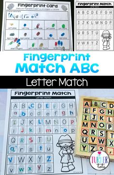 the fingerprint alphabet and letter match is shown in this printable activity for kids