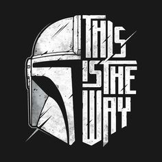 the logo for this is the way, with a helmet on it's head