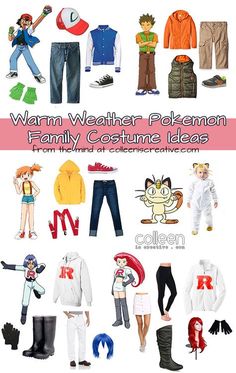 an image of clothes for children with the words warm weather - themed family costume ideas