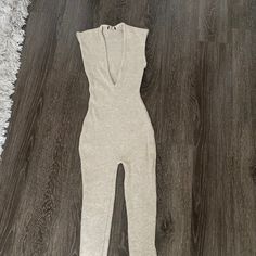 Ribbed Curve Jumpsuit Thick Material Color: Beige/Nude Never Worn Before No Tags All White Jumpsuit Prettylittlething.com, Ribbed Jumpsuit, Pant Jumpsuit, Jumpsuit Romper, Winter Fashion, Pants For Women, Jumpsuit, Rompers, Tags