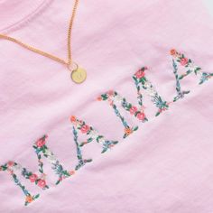 Cotton T-shirt With Letter Embroidery As Gift, Cotton T-shirt With Letter Embroidery For Gift, Casual T-shirt With Machine Embroidery As Gift, Casual T-shirt With Machine Embroidery For Gift, Casual T-shirt With Embroidery As Gift, Machine Embroidered Short Sleeve T-shirt For Gift, Mom Embroidery Ideas, Machine Embroidered Short Sleeve T-shirt As Gift, Pink Cotton T-shirt With Machine Embroidery