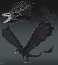 two black dragon like creatures with horns on their heads