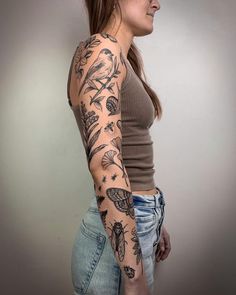 Natur Tattoo Arm, Flower Vine Tattoos, Whimsical Tattoos, Nature Tattoo Sleeve, Garden Tattoos, Mushroom Tattoos