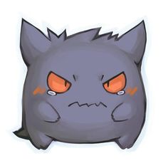 an angry looking pokemon sticker with orange eyes