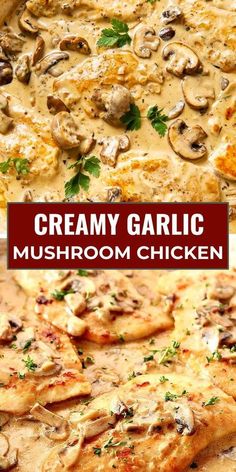 Creamy Chicken Spinach Mushroom Recipes, Chicken Mushroom Recipes Keto, Chicken And Cream Sauce Recipes, Chicken Thigh With Mushroom Sauce, Chicken Mushroom Keto, Garlic Chicken And Mushrooms, Pesto Mushroom Chicken, Week Supper Ideas, Chicken And Mushroom Dinner Recipes