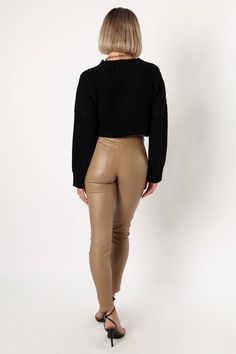 Sammie Vegan Leather Pants - Tan - Petal & Pup USA Vegan Leather Pants, Boot Cut Leggings, Collar Leather Jacket, Leather Pants Women, Slim Fit Pants, Faux Leather Leggings, Slim Pants, Fit Style, Leather Leggings