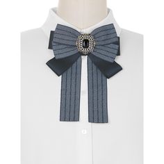 Stripes Bowtie with rhinestones, shiny and elegant! The locking brooch back pin can make you clip your bowknot quickly and easily. Nice Accessories: Match with a collar shirt, sweater, blouse, and dress to increase your elegance. Add this fancy bow brooch to make daily life more interesting. Great for daily casual, party, wedding, and office work, and also as a great gift for her. Note: 1. This brooch tie is a pre-tied ribbon bow tie with handmade rhinestones. 2. Affected by various production, Silver Bow Brooches For Formal Occasions, Silver Brooch With Bow For Formal Occasions, Formal Silver Brooch With Bow Detail, Formal Silver Brooch With Bow, Elegant Silver Brooch With Bow, Formal Bow Brooch, Formal Brooches With Satin Bow, Party Pins With Bow, Classic Formal Brooch With Bow