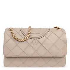 Tory Burch Shoulder Bag. SKU: 143248-200. Color: Fresh Clay. Size: H 6.9" x L 10.6" x D 3.9". Tory Burch Convertible Fleming Shoulder Bag In Fresh Clay. The Fleming bag is crafted from leather and features brass hardware. It has a flap with a magnetic snap closure and a convertible chain and leather strap with a 22.2" (56.5 cm) drop. Inside, you'll find one front slit pocket and a center compartment with a zipper pocket. Outer: Sheepskin 100%. Tory Burch Shoulder Bag, Versace Watch, Tory Burch Handbags, Cheap Gifts, Denim Shoes, Fragrance Gift Set, Crossbody Messenger Bag, Brass Hardware, Handbag Backpack