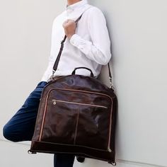 Leather Garment Bag Personalized Suit Carrier Full Grain - Etsy Lithuania Luxury Men's Travel Bag With Smooth Grain, Luxury Smooth Grain Travel Bag For Men, Leather Travel Case Rectangular, Leather Chest Bag With Anti-theft Pocket For Travel, Leather Garment Bag, Suit Carrier, Protection Bag, Anniversary Gift For Boyfriend, Garment Bag