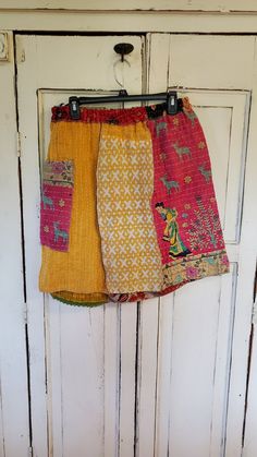 Cozy stretchy cotton kantha quilt upcycled skirt with pocket! Funky and fun.. perfect for summer festivals!!  large-xl. Waist 32- 40 inches with stretch. Length 23 inches Casual Cotton Upcycled Skirt, Casual Upcycled Cotton Skirt, Casual Cotton Skirt With Upcycled Details, Upcycled Cotton Hippie Bottoms, Bohemian Cotton Skirt With Pockets, Upcycled Skirt, Quilted Skirt, Summer Festivals, Womens Skirts