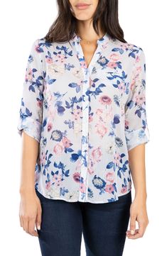 Women's Kut From The Kloth Jasmine Top, Size X-Large - Pink Blouse With Sleeves, Shirt With Sleeves, Column Gown, Running Tops, Chiffon Shirt, Wrap Blouse, Leather Mini Skirts, Chiffon Blouse, Fall Floral