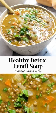 Healthy Soup No Meat, 3 Day Soup Cleanse, Easy Lentil Soup, Vegetable Lentil Soup Recipe Crockpot, Detox Soup Recipes, Lentil Soup Healthy Easy, Lentil Soup Easy Quick, Easy Lentil Vegetable Soup, Lentil Detox Soup