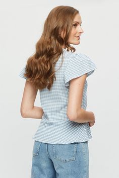 Blue Gingham Textured Ruffle Top Blue Gingham, Gingham Print, Top Collection, Ruffle Top, Vest Top, Quick Delivery, Dorothy Perkins, Gingham, Buy Online