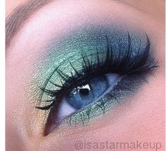 Pretty color combo Make Up Yeux, Peacock Makeup, Green Eye Makeup, I Heart Makeup, Eye Makeup Looks, Green Eye