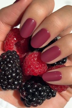 Wine Matte Nail Polish, Winter 2024 Nail Polish Colors, Wine Dip Nails, Matte Berry Nails, Round Medium Nails, Rust Fall Nails, Berry Colour Nails, Berry Nails Fall, Natural Autumn Nails